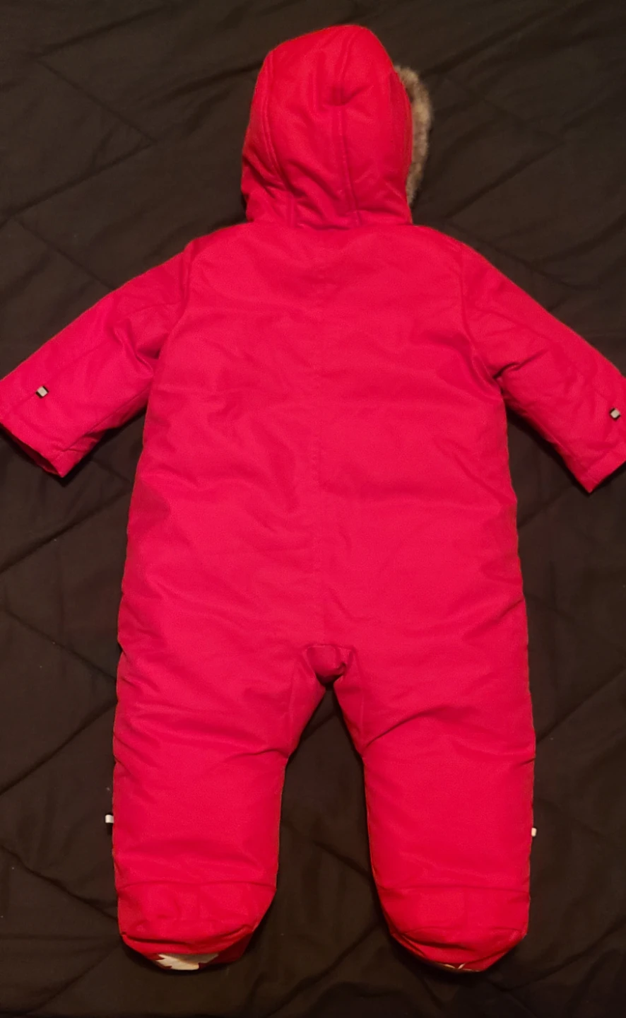 Red Snowsuit with Plaid Lining and Fur Hood 🥕 - photo 4
