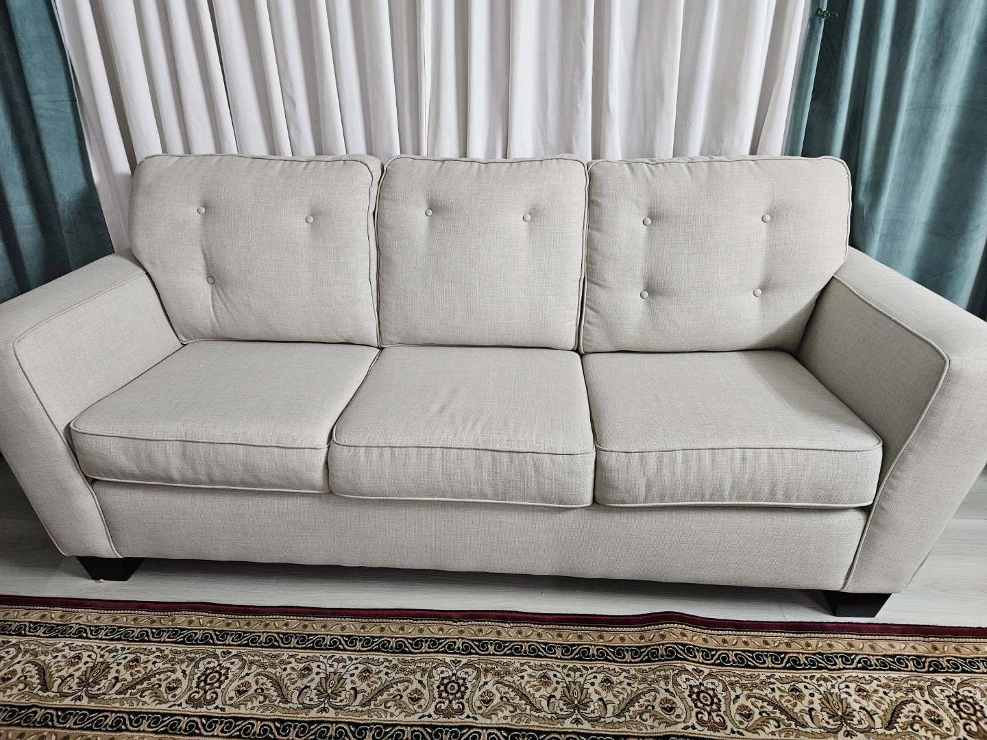 Light Beige 3-Seater Sofa