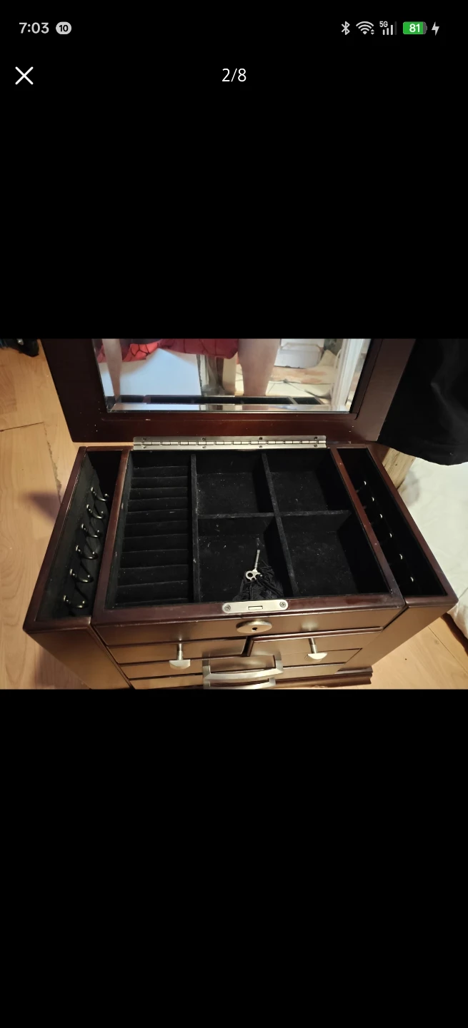 Wooden Jewellery Box with Mirror and Drawers - photo 2