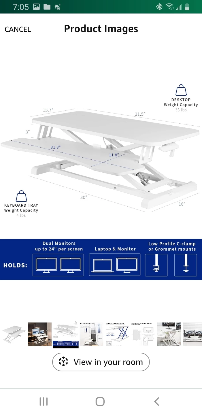 🥕VIVO White Height Adjustable Standing Desk Converter - photo 3