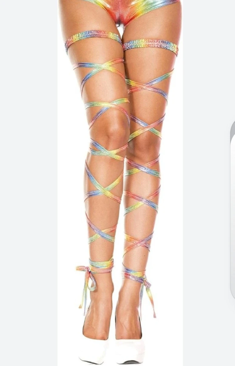 Metallic rainbow leg wraps