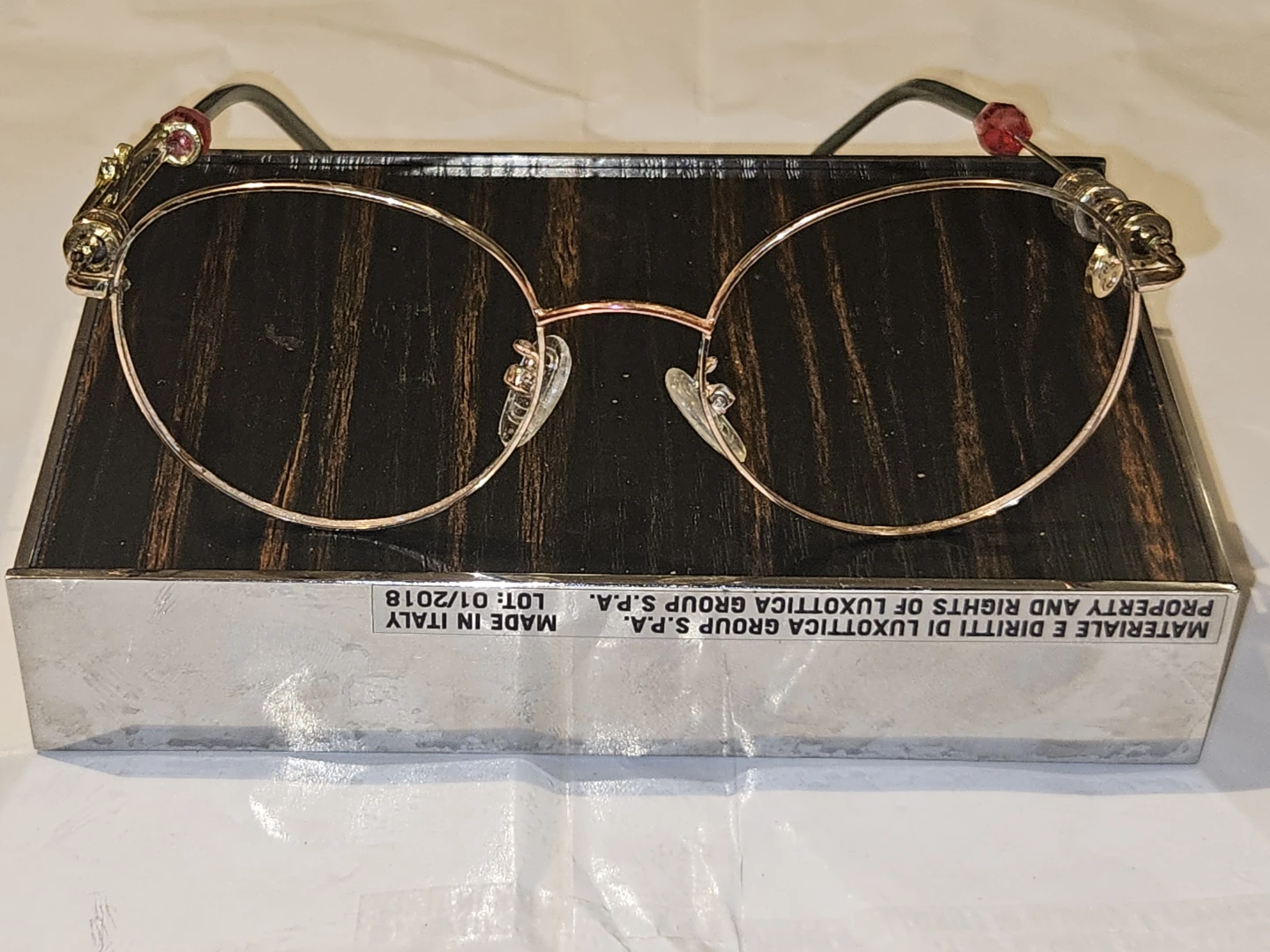 Unique Eyeglasses with Rose Gold Frame and Decorative Accents