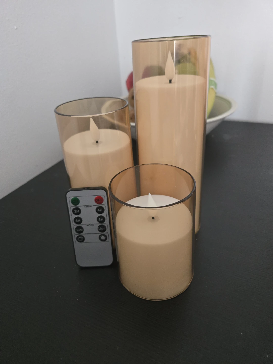 Set of 3 LED Flameless Candles with Remote