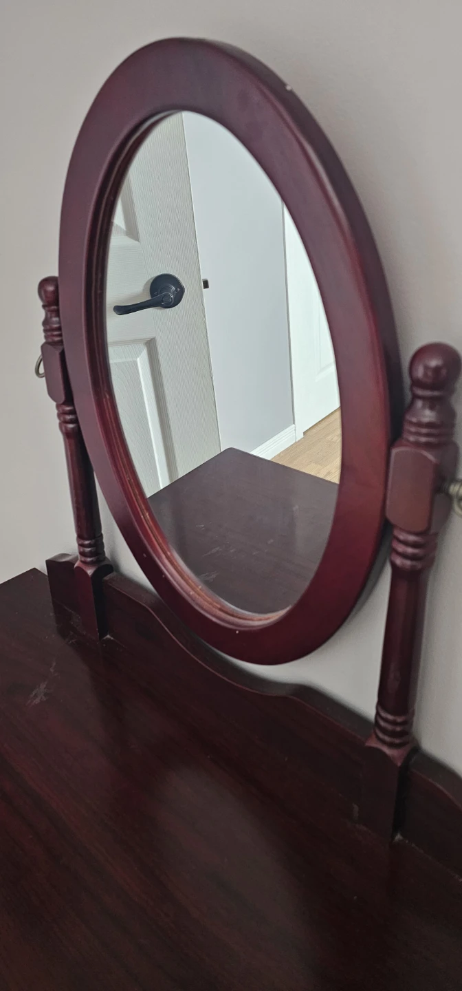 Vanity Dressing Table with Stool - Cherry Wood Finish - photo 4