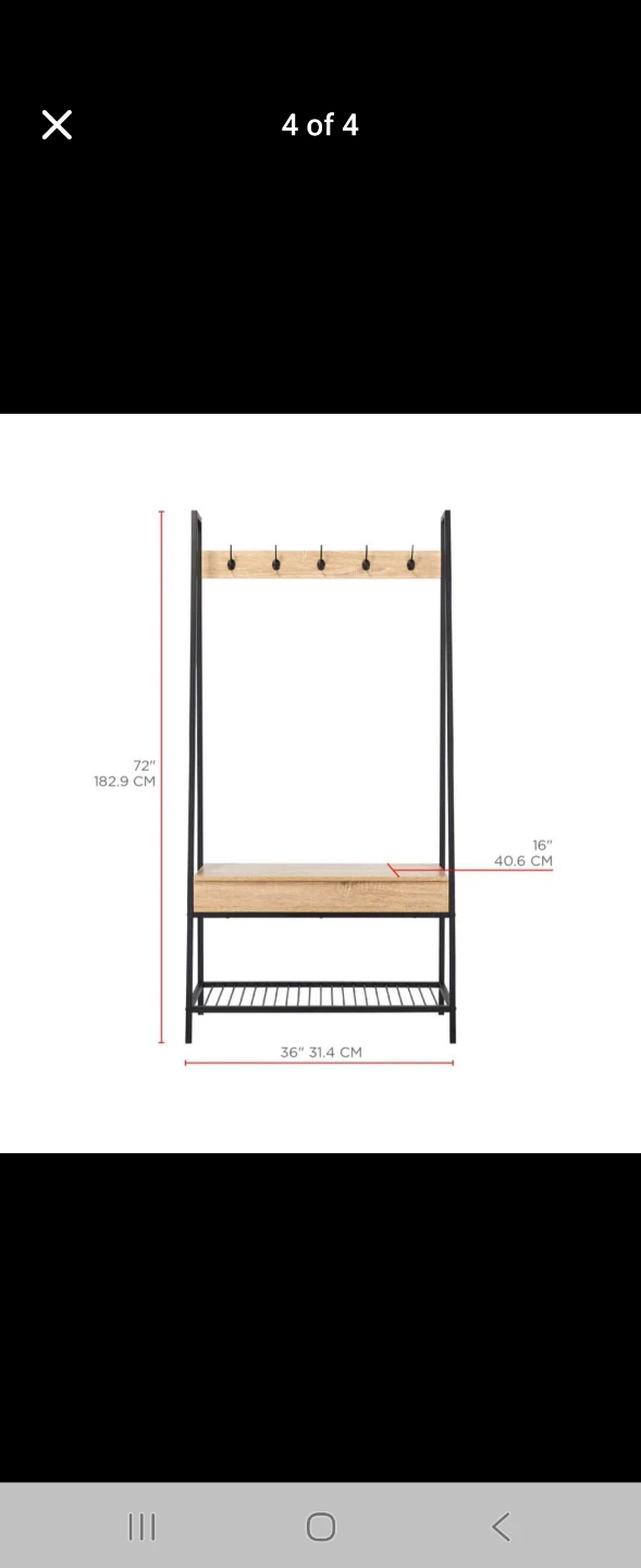 Hall Tree with Storage Bench and Hooks - photo 5