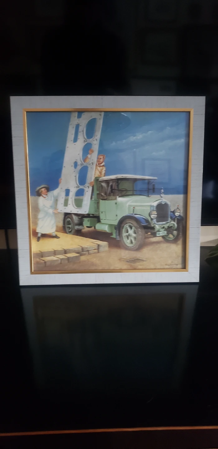 Framed Print of Vintage Truck and Workers