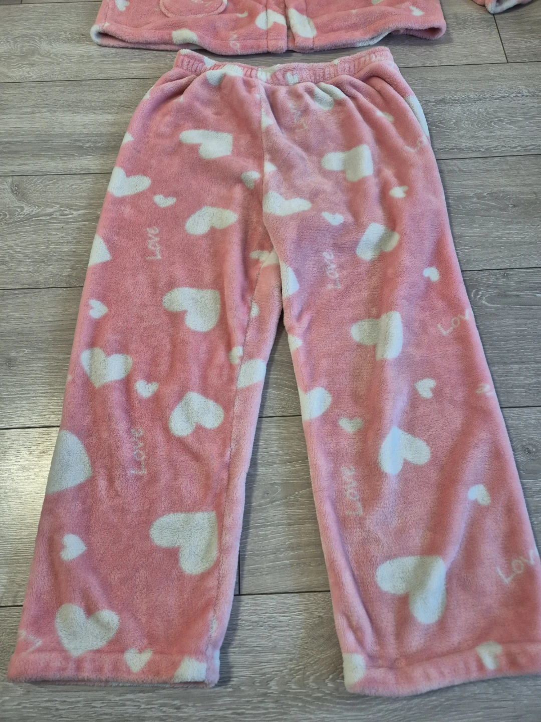 Pink Zone Heart Pattern Fleece Pajama Set - photo 2