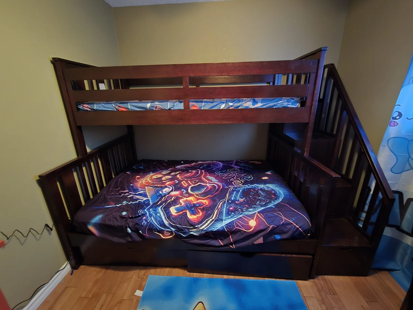 Dark Wood Bunk Bed with Stairs and Storage Drawer - photo 5