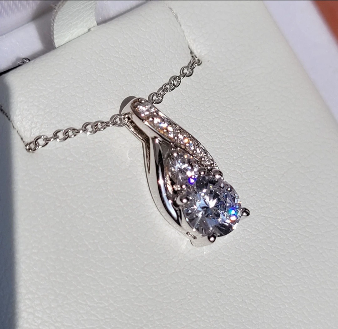 ♥️ NEW DIAMONLUXE Sterling Silver CZ Teardrop - photo 2
