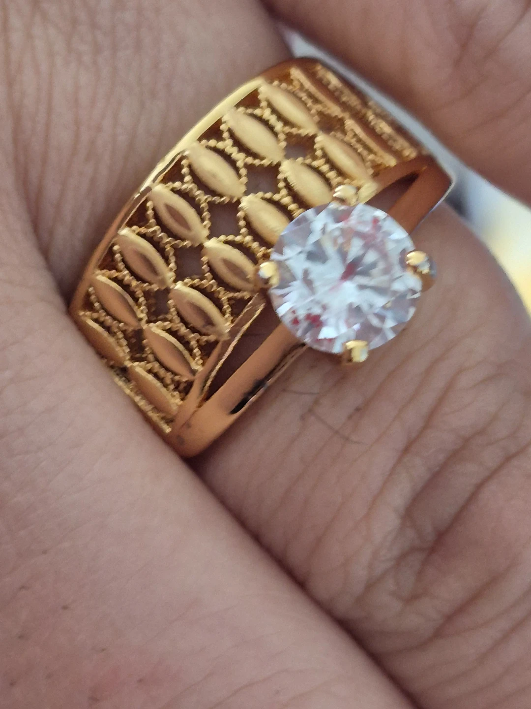 Gold Tone Ring with Clear Stone - photo 3