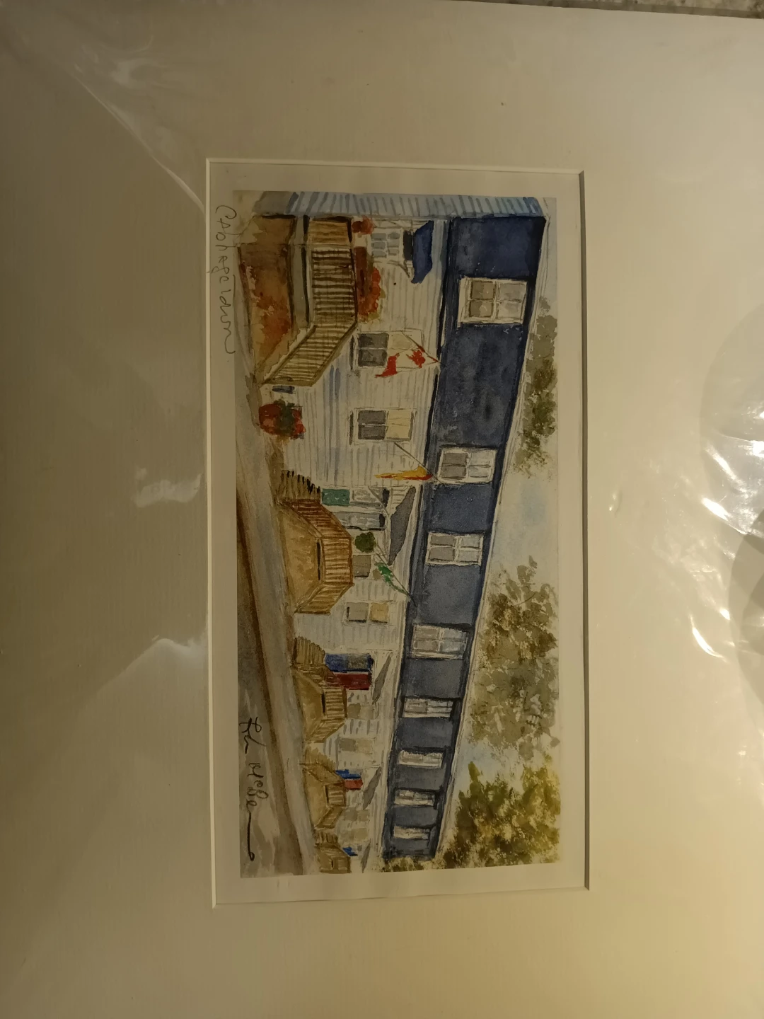 Watercolor Painting of colourful row houses in cabbage town