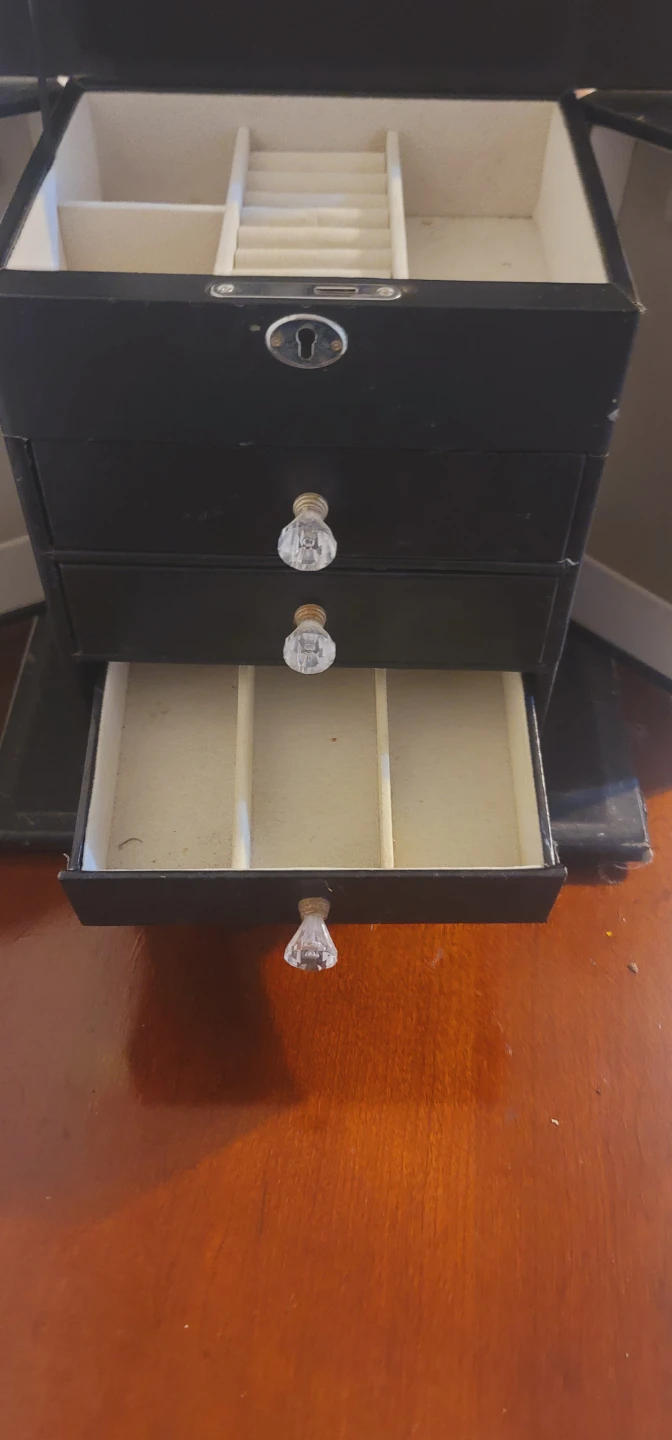 Black Jewelry Box Organizer with Drawers and Compartments - photo 3