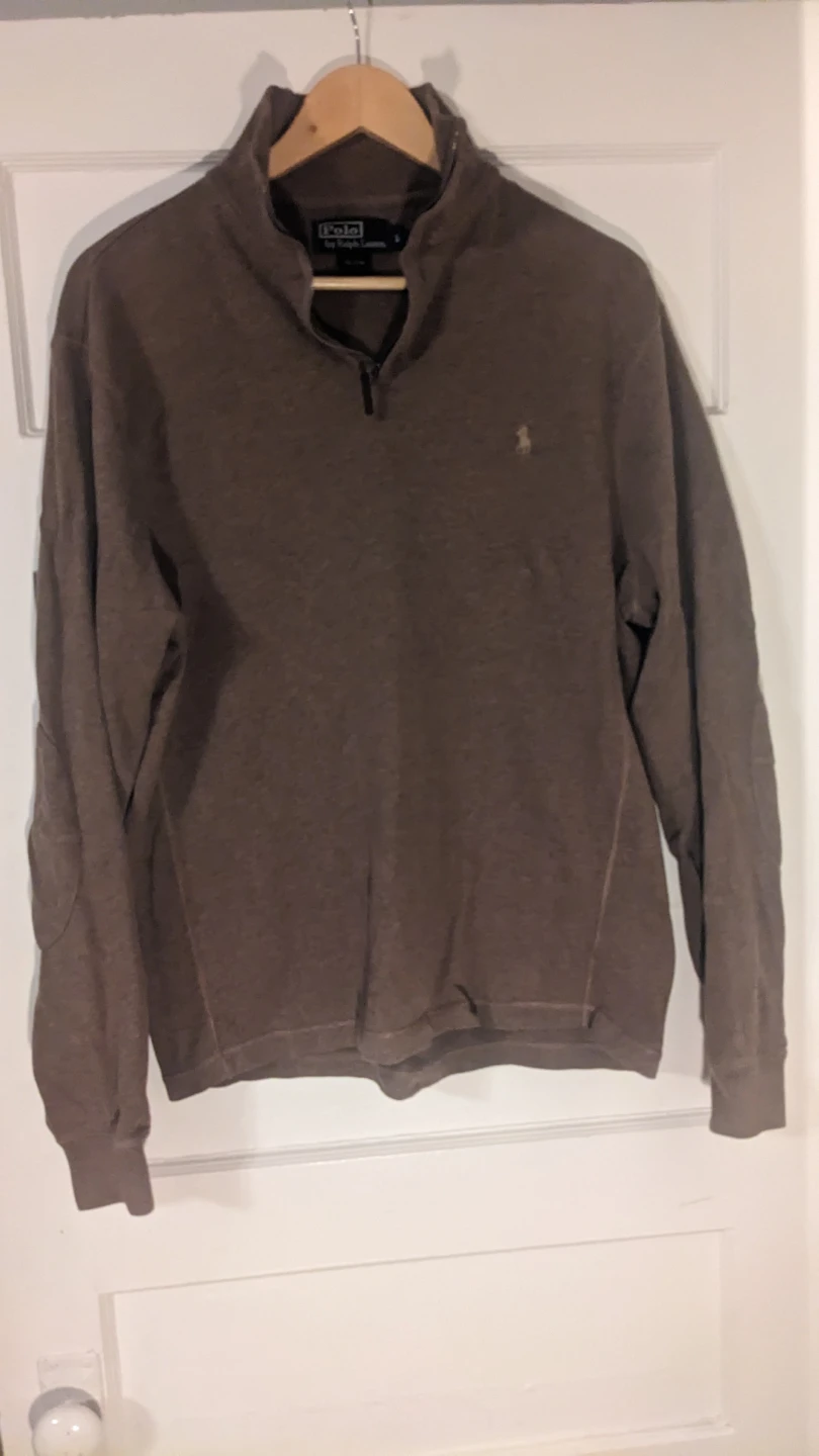 Polo by Ralph Lauren Brown 1/4 Zip Cotton Sweater - Size L