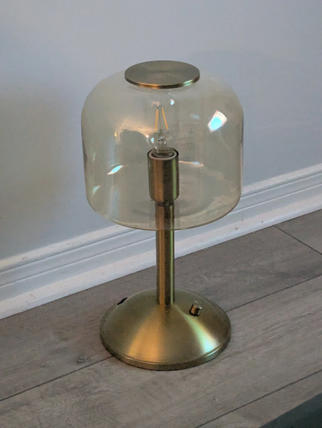 Glass and Brass Table Lamp