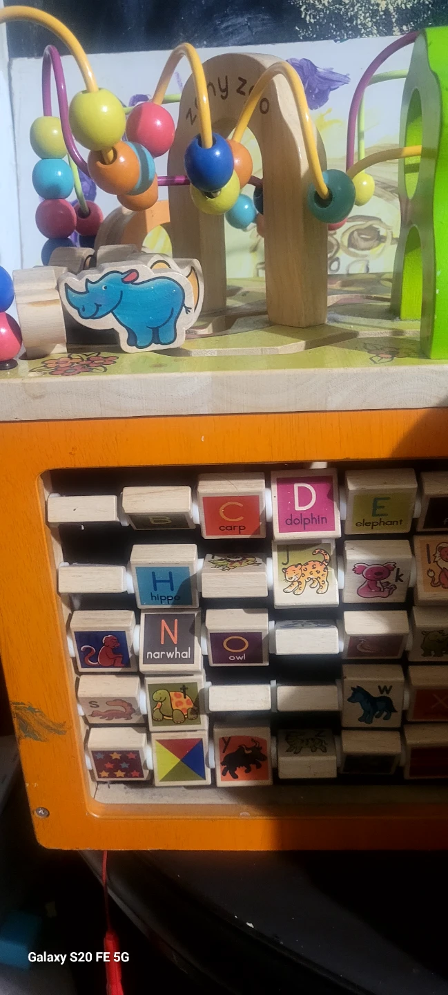 Wooden Alphabet and Bead Activity Cube Toy