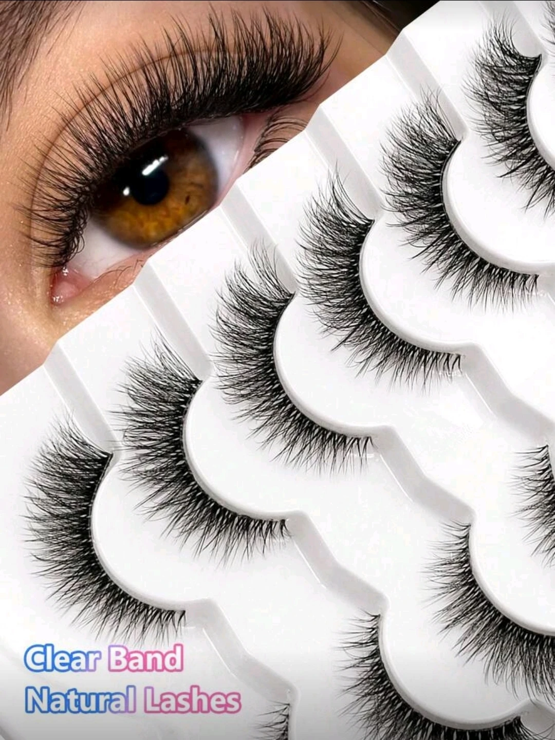 6 Pairs Natural Looking False Eyelashes, Clear Band - photo 3