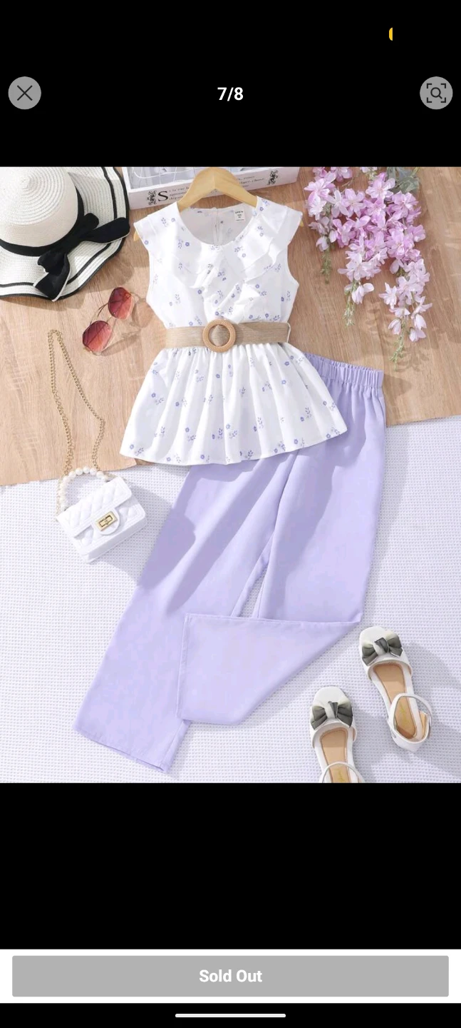 Girls Floral Peplum Top & Pants Set
