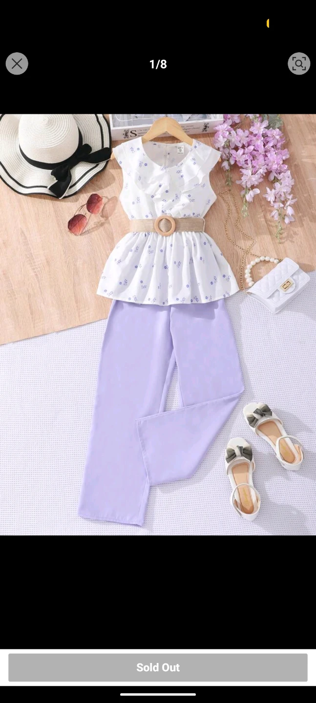 Girls Floral Peplum Top & Pants Set - photo 3