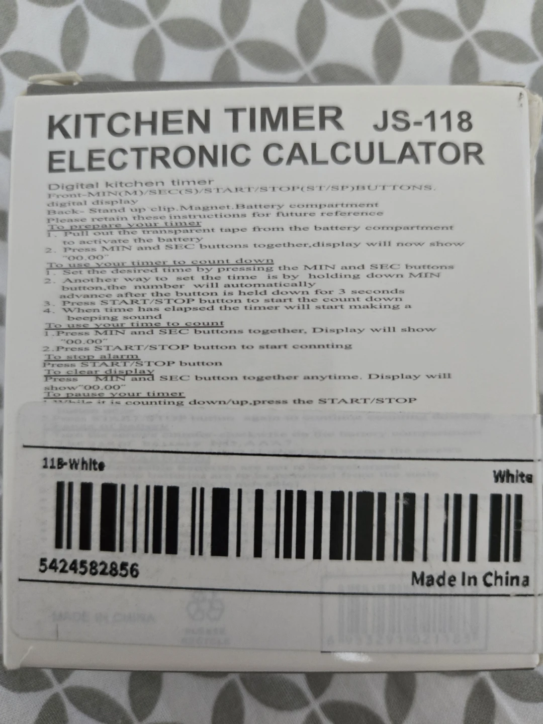 Kitchen Timer JS-118 Electronic Calculator - photo 2