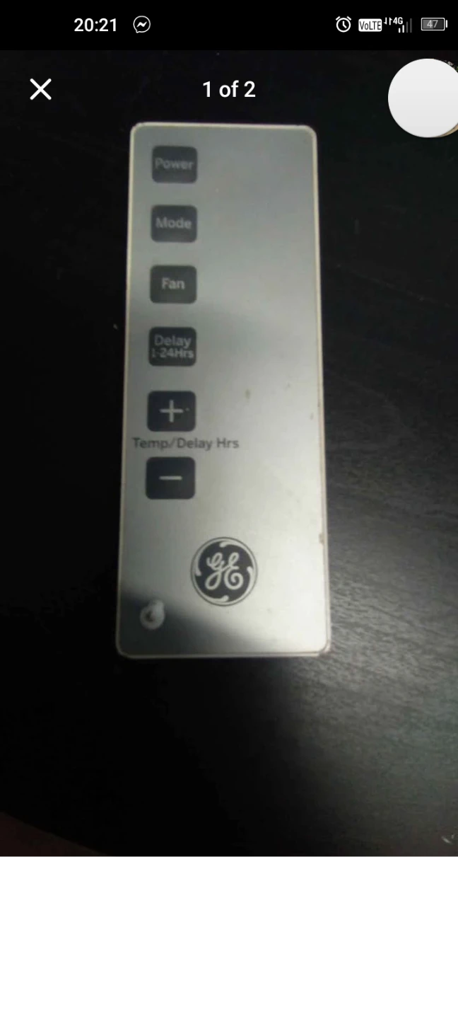 GE Remote Control for Air Conditioner