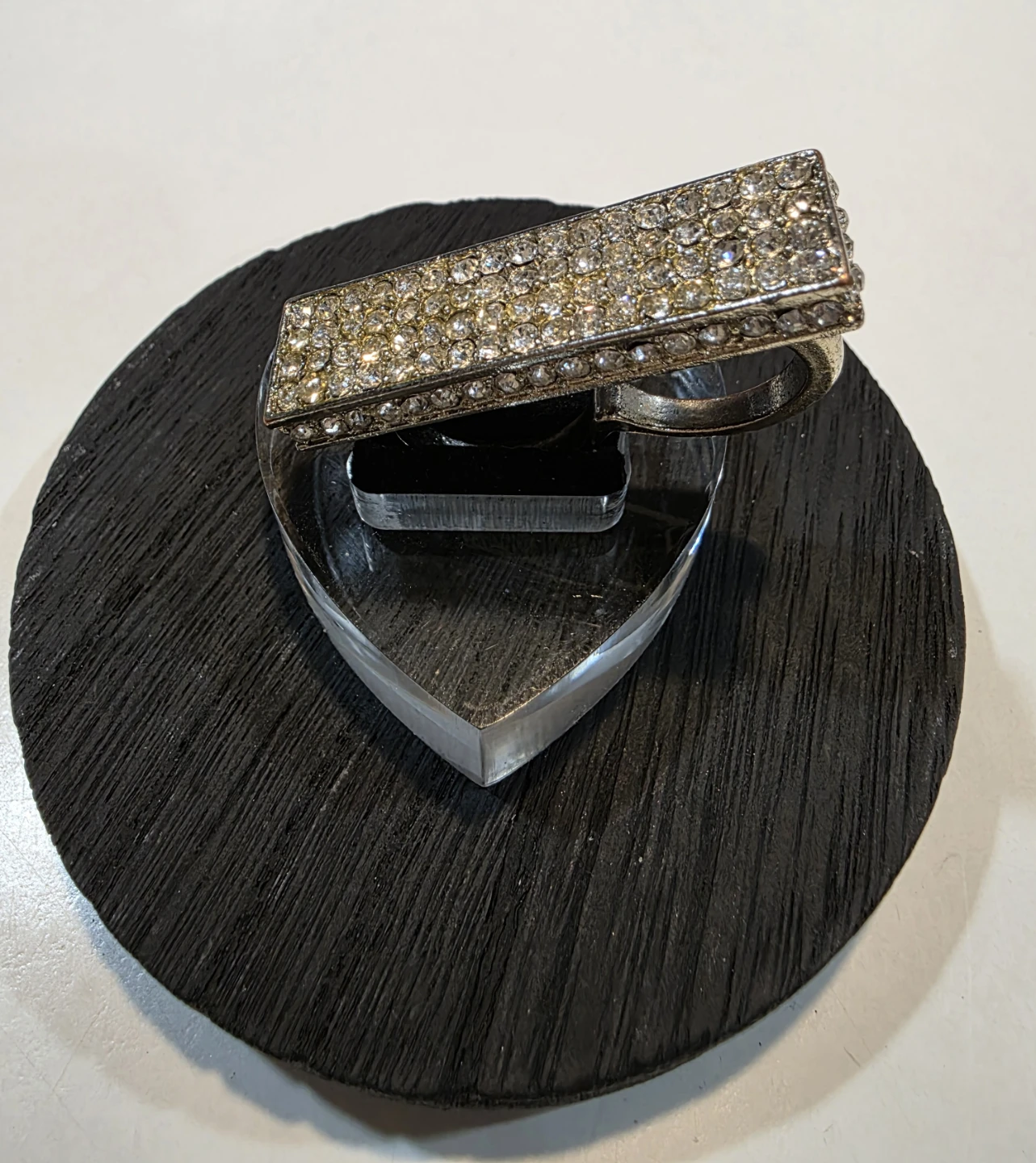 Gold-tone Rhinestone Double Finger Ring - photo 2