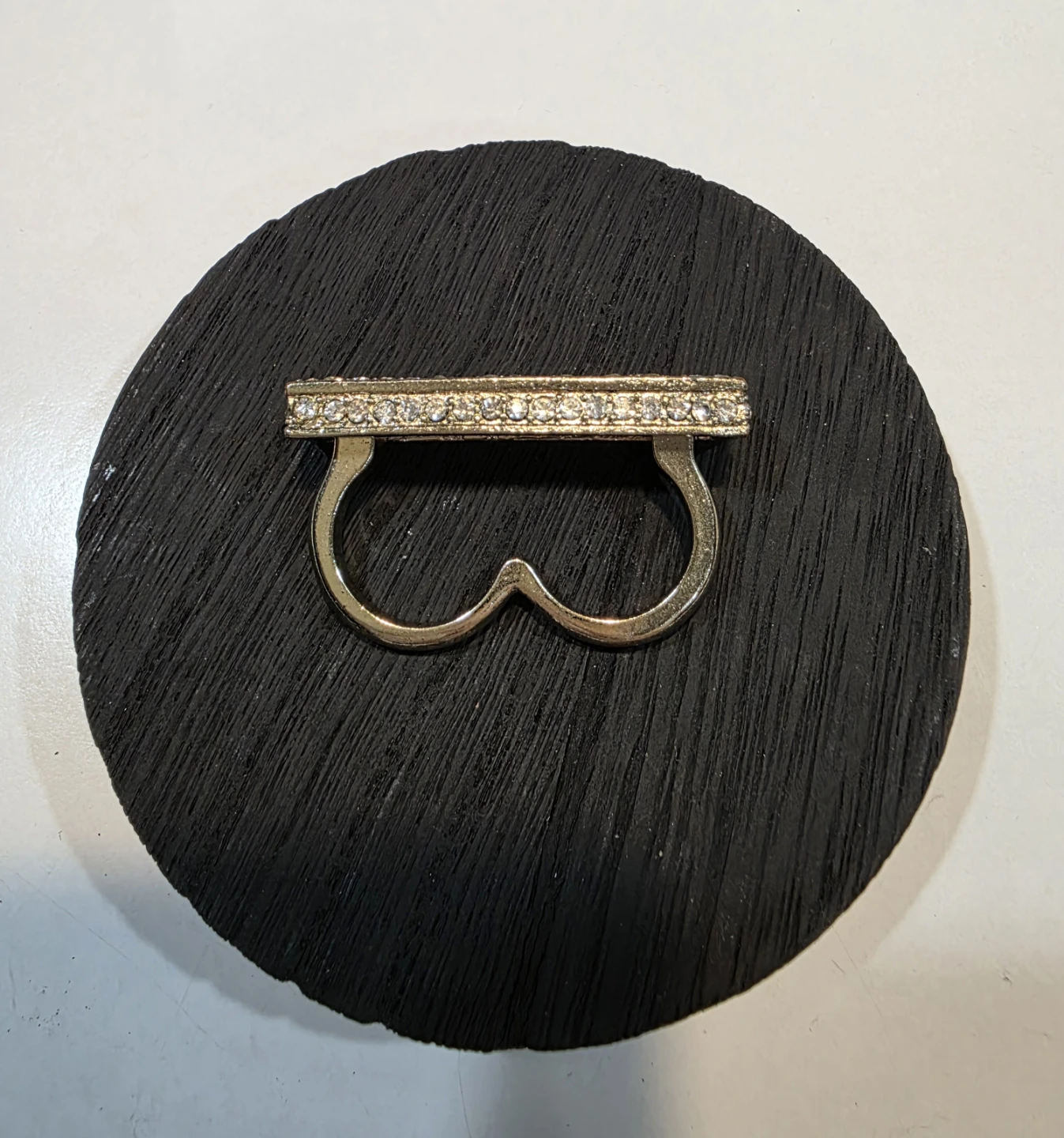 Gold-tone Rhinestone Double Finger Ring - photo 3