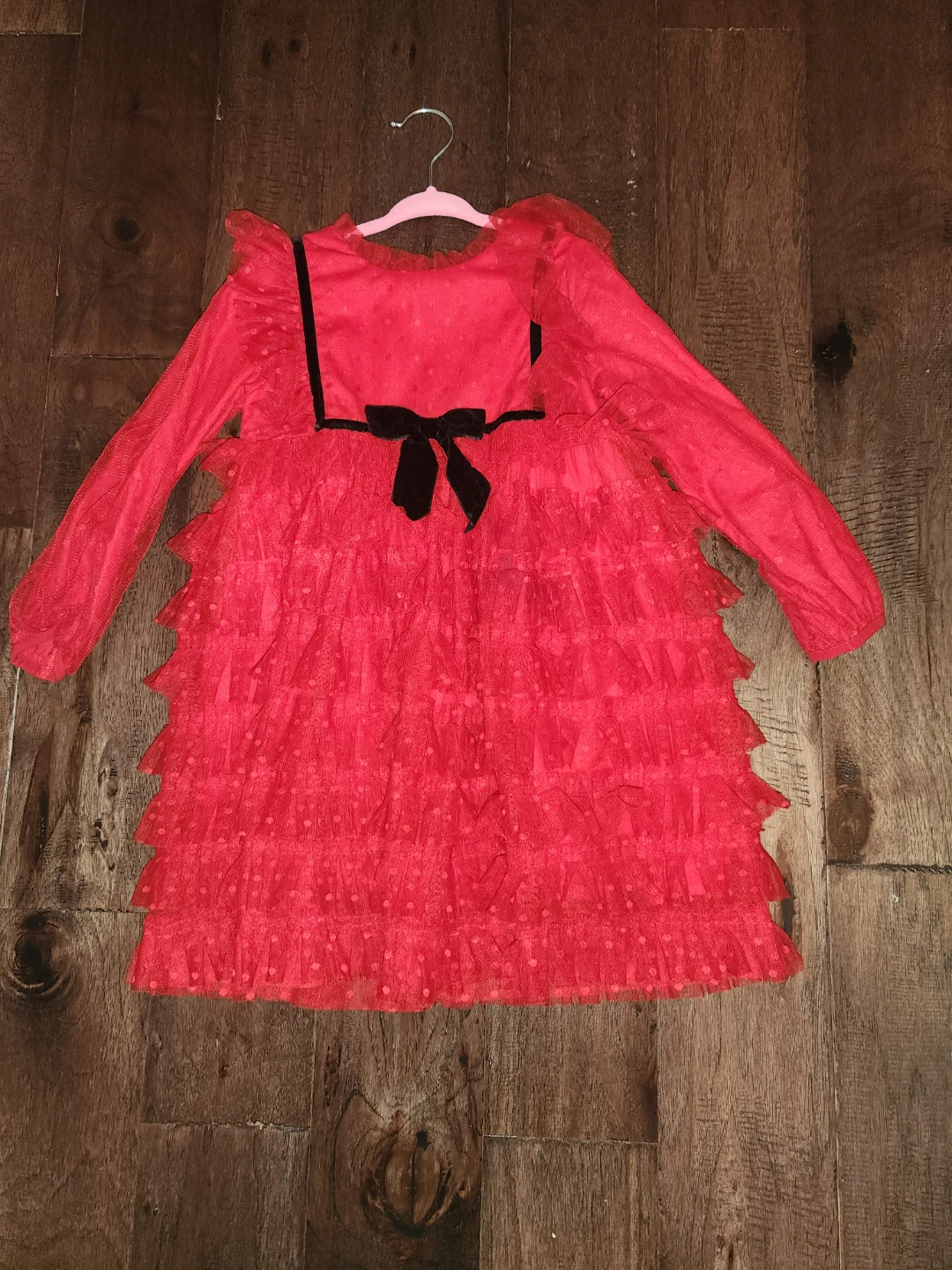 Red Tulle Dress with Ruffles 3-4