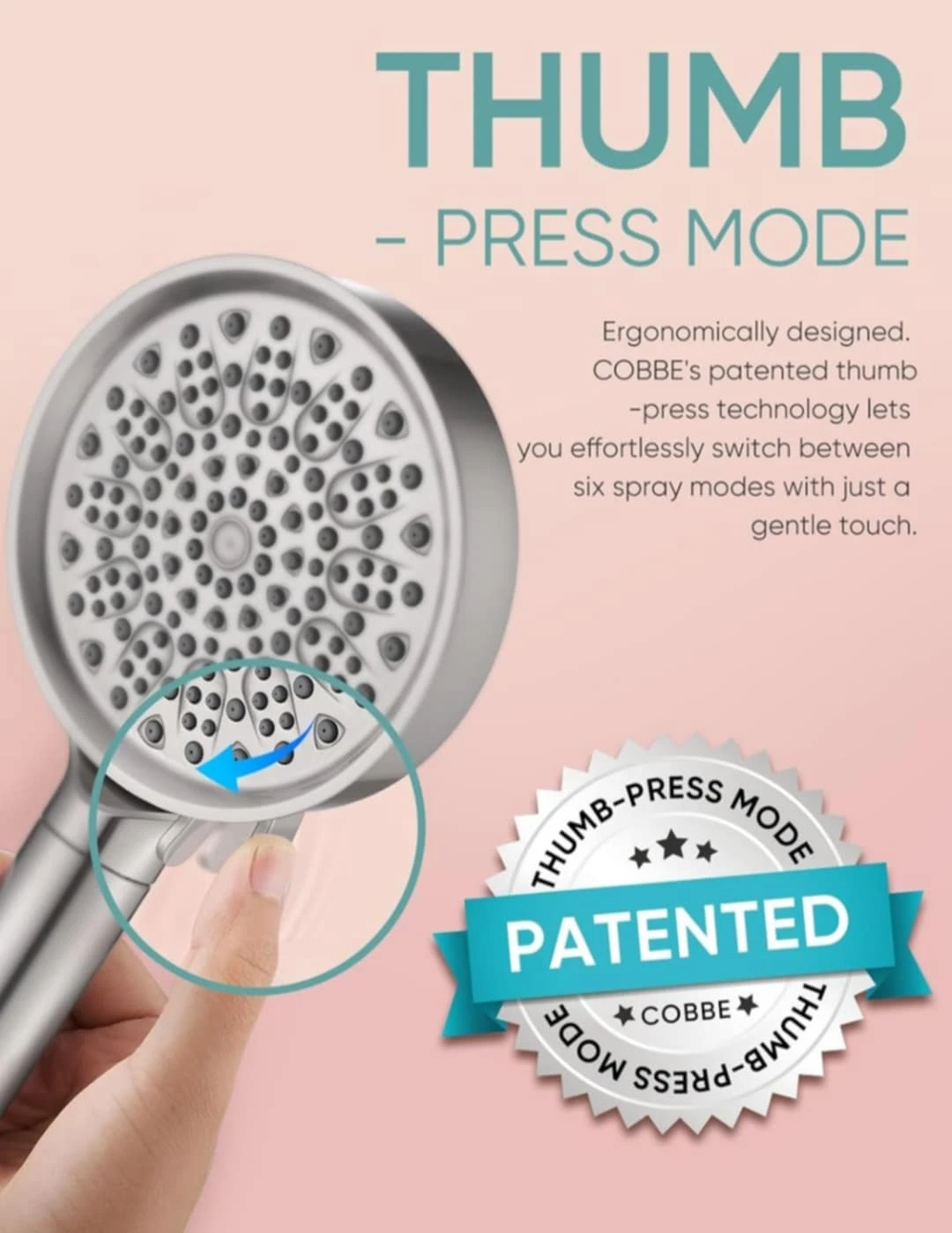 Cobbe Handheld Shower Head with Filter, High Pressure 6 Spray .. - photo 5