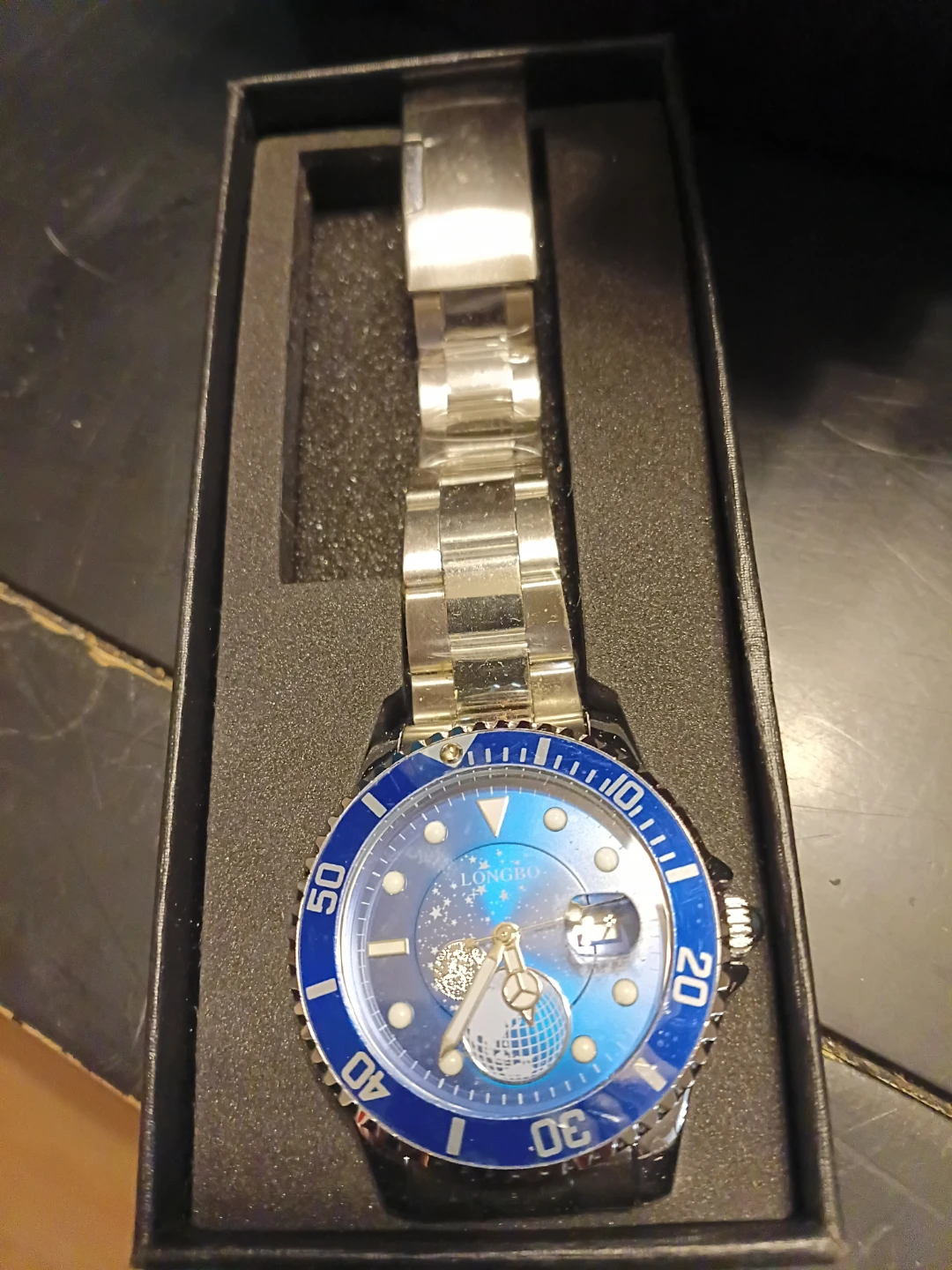 LONGBO Men's Blue Dial Stainless Steel Watch