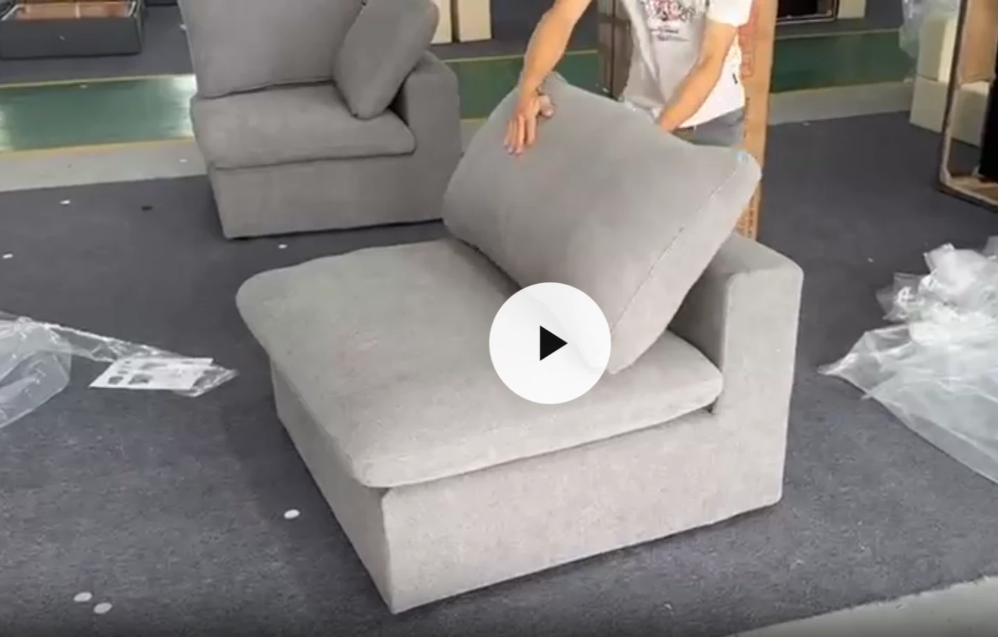 Light beige Fabric Armless Chair - photo 2