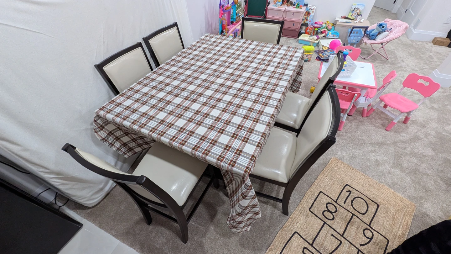 Dark Wood Dining Table with Black Glass Inlay - photo 2