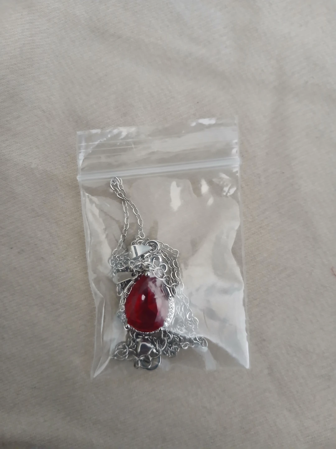 925 Silver And Lab Grown Ruby Teardrop Pendant Necklace - photo 3