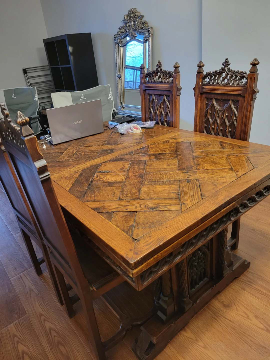 150 year old French Gothic, hand carved dinning table - photo 2