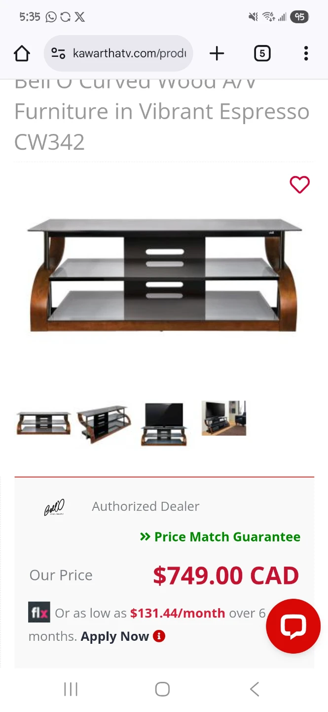 Bell’O CW342 TV Stand – NEW IN BOX – Fits TVs up to 70"