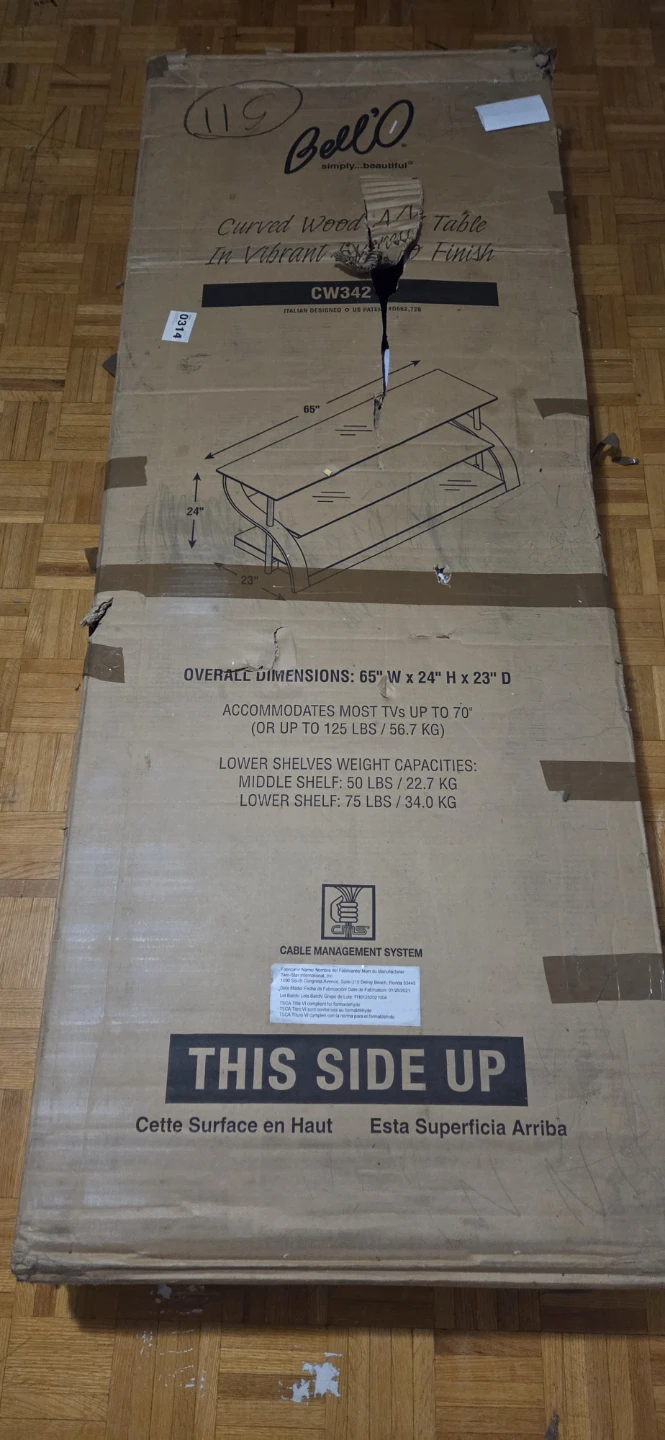 Bell’O CW342 TV Stand – NEW IN BOX – Fits TVs up to 70" - photo 5