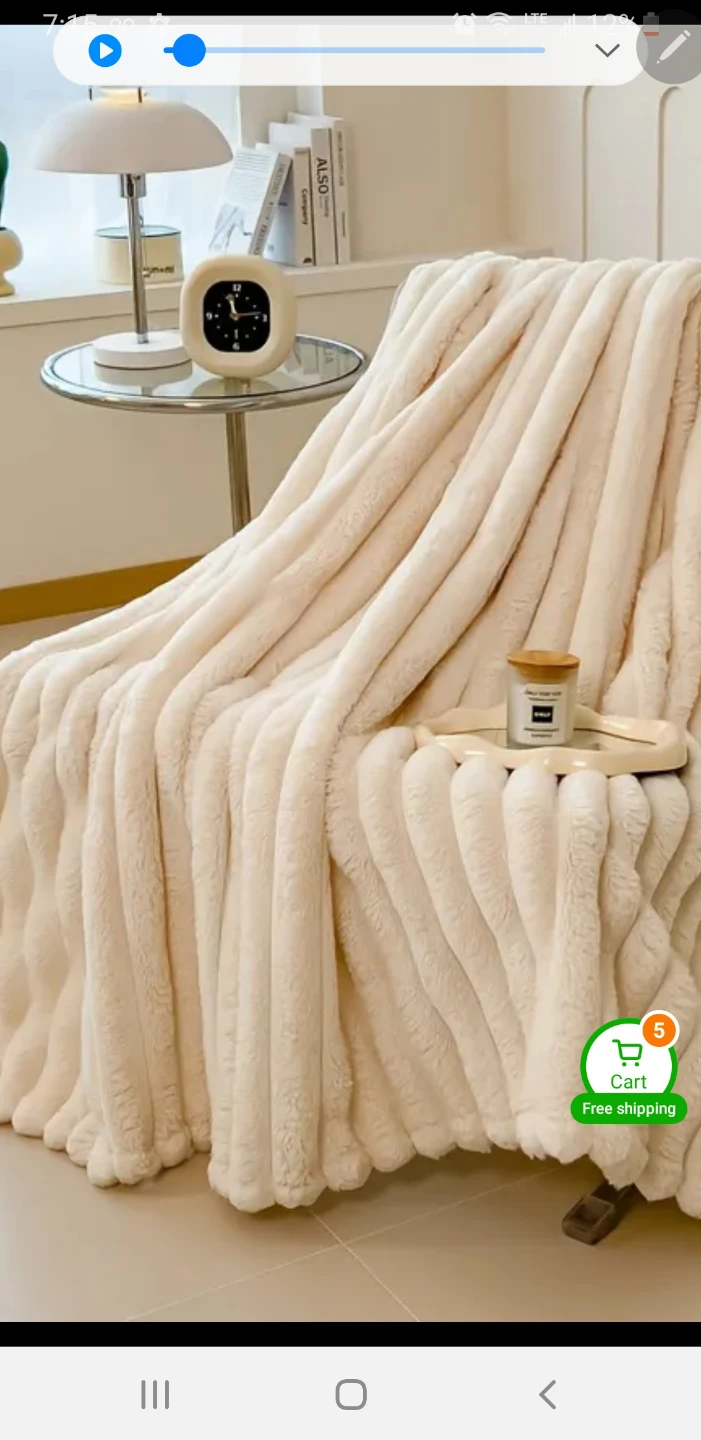 Plush hand knit queen size blanket