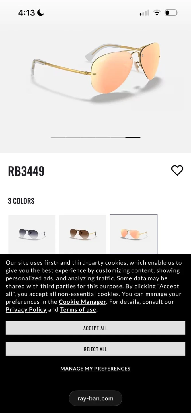 Rayban rb3449 rimless aviator gold - photo 3