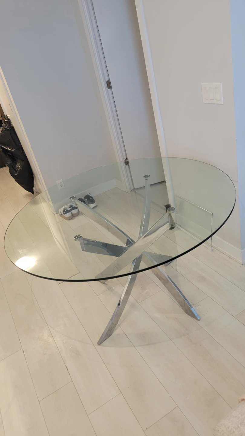 Glass Top Dining Table with Chrome Base
