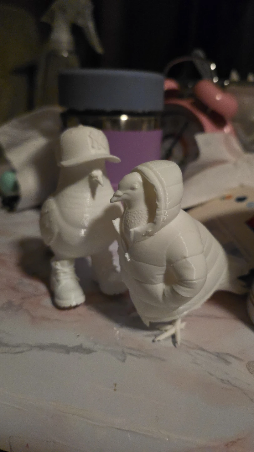 🏆 3D Printed Pigeon Figurine with NY Hat and Puffer Jacket 🏆
