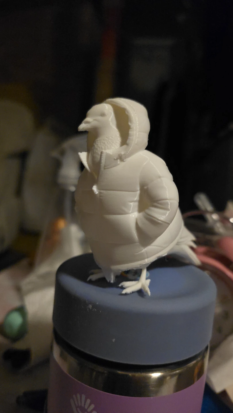 🏆 3D Printed Pigeon Figurine with NY Hat and Puffer Jacket 🏆 - photo 2