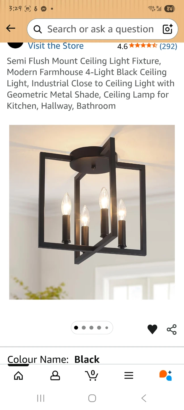 4-Light Semi Flush Mount Ceiling Light Fixture