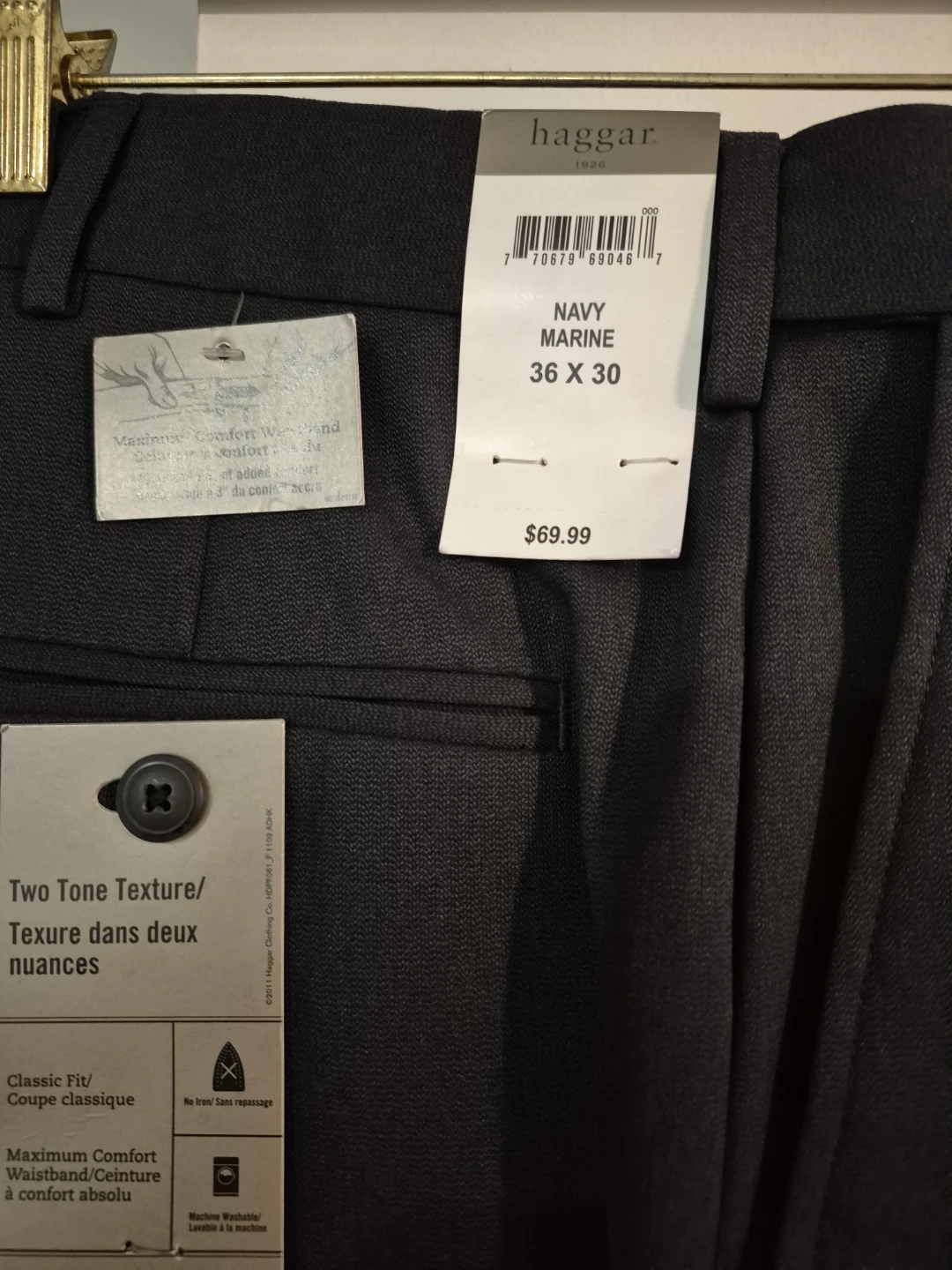 Haggar Men's Navy Marine Pants 36x30