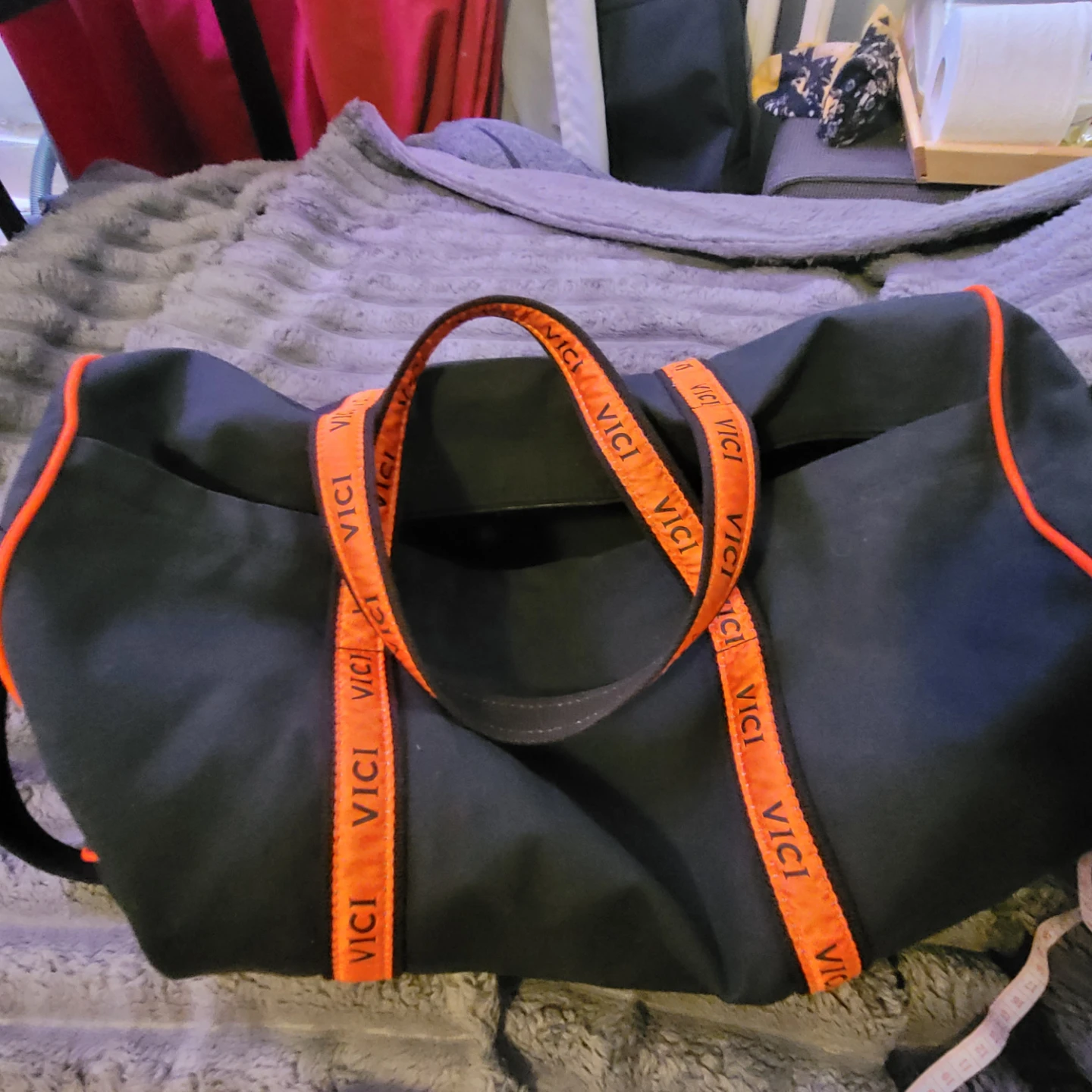 Scarborough & Tweed Black Duffle Bag with Orange VICI Logo - photo 2