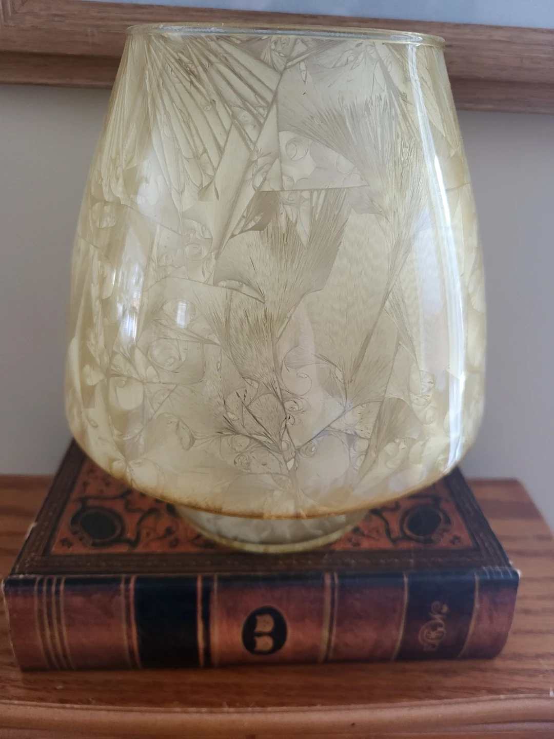 Vintage Etched Glass Hurricane Vase
