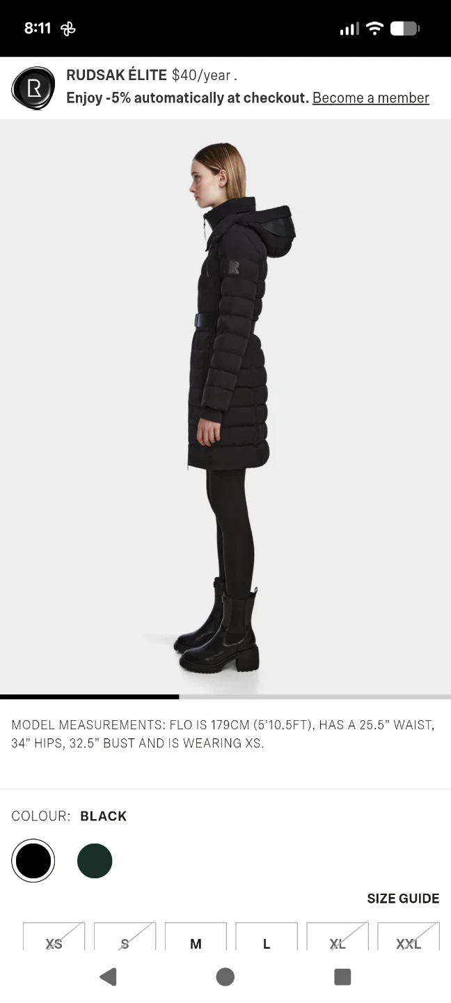 Medium RUDSAK Women's Black Down Puffer Coat - photo 5