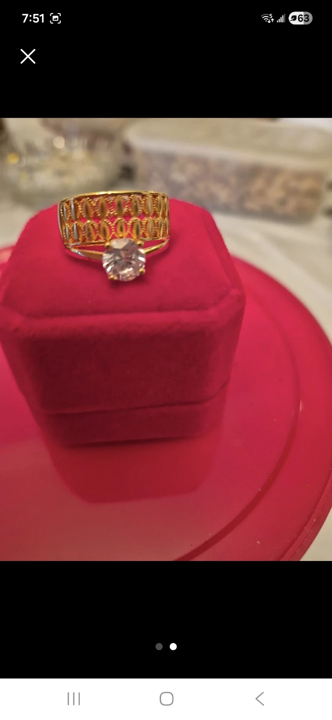 Gold Tone Ring with Clear Stone