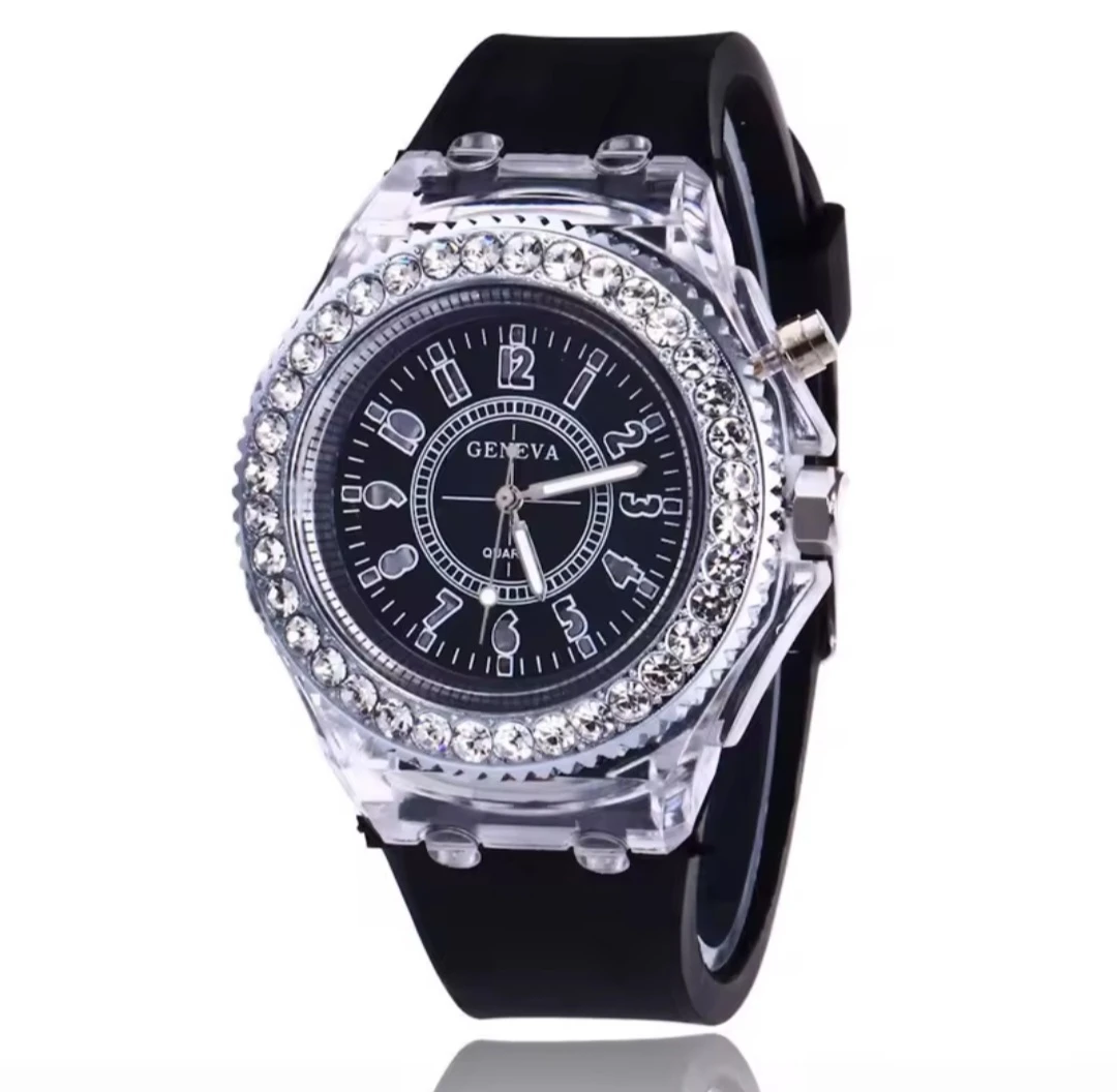 Geneva Women's Quartz Watch with Rhinestone Bezel