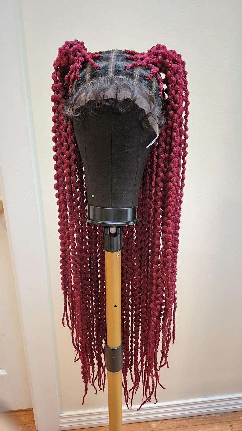 28” Burgundy Braided Wig – Handmade – Ready to Wear - photo 3
