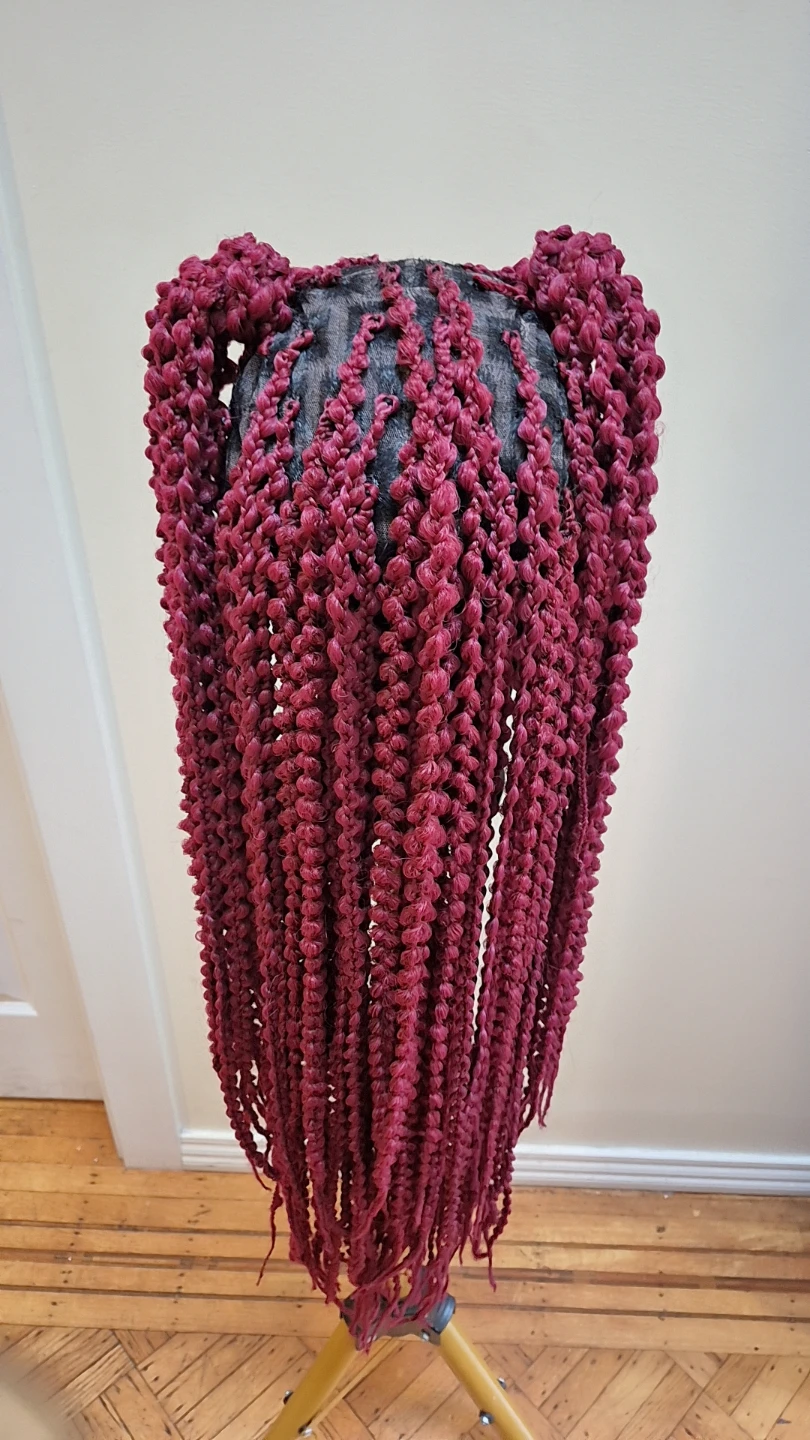 28” Burgundy Braided Wig – Handmade – Ready to Wear - photo 4