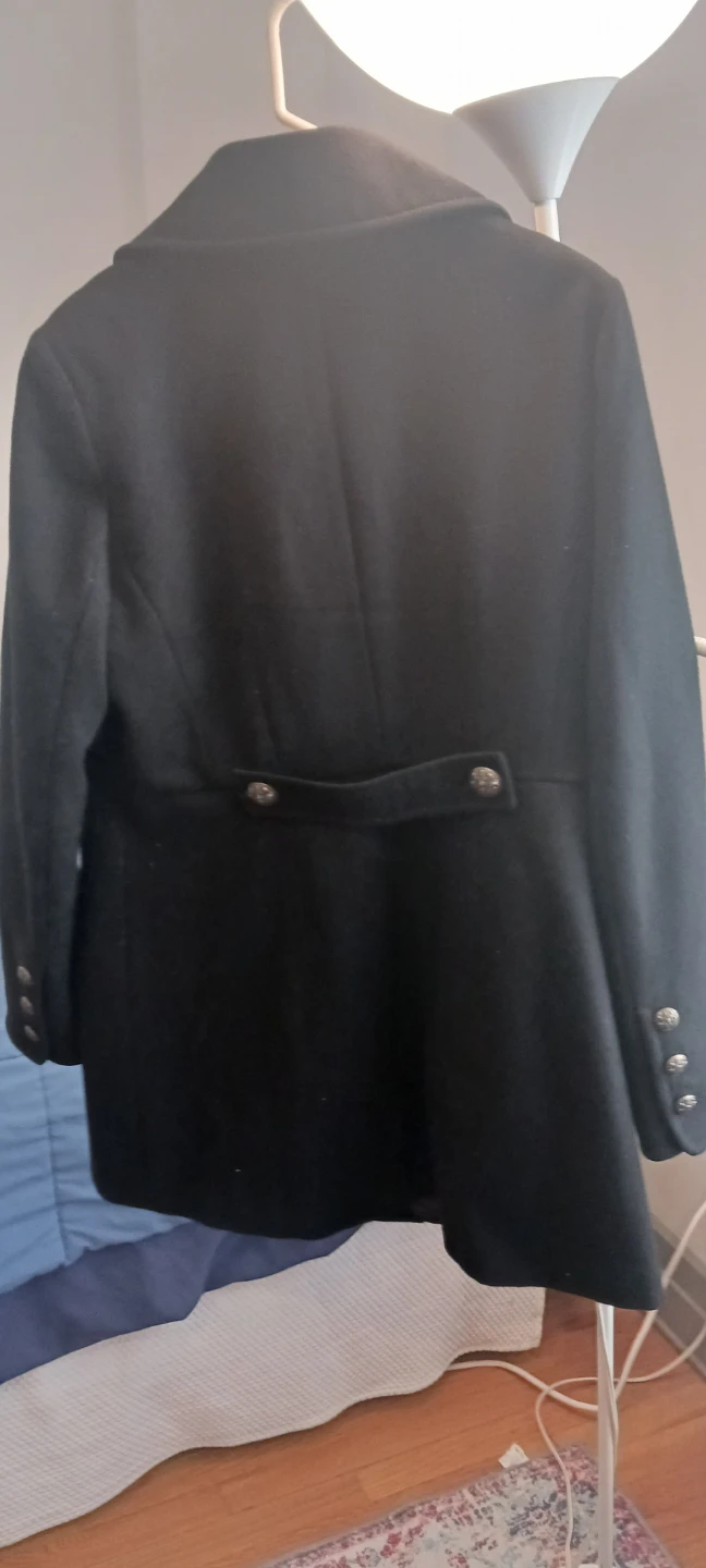 Calvin Klein Black Double-Breasted Wool Blend Coat - photo 2
